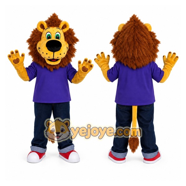 Lion Purple Shirt Mascot Costume