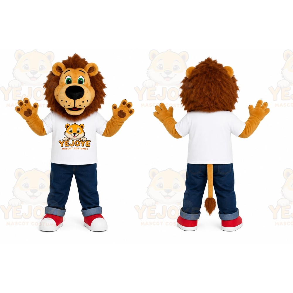 Lion White Shirt Mascot Costume