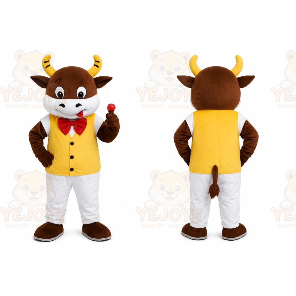 Bull Yellow Vest Mascot Costume