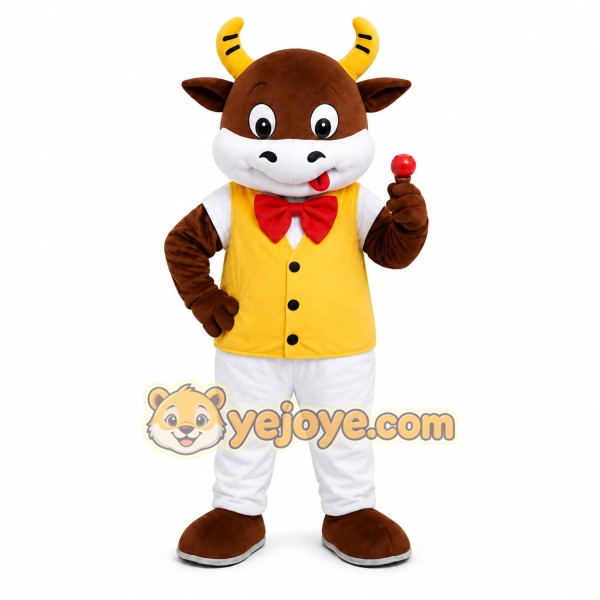 Bull Yellow Vest Mascot Costume Bull Yellow Vest Mascot Costume