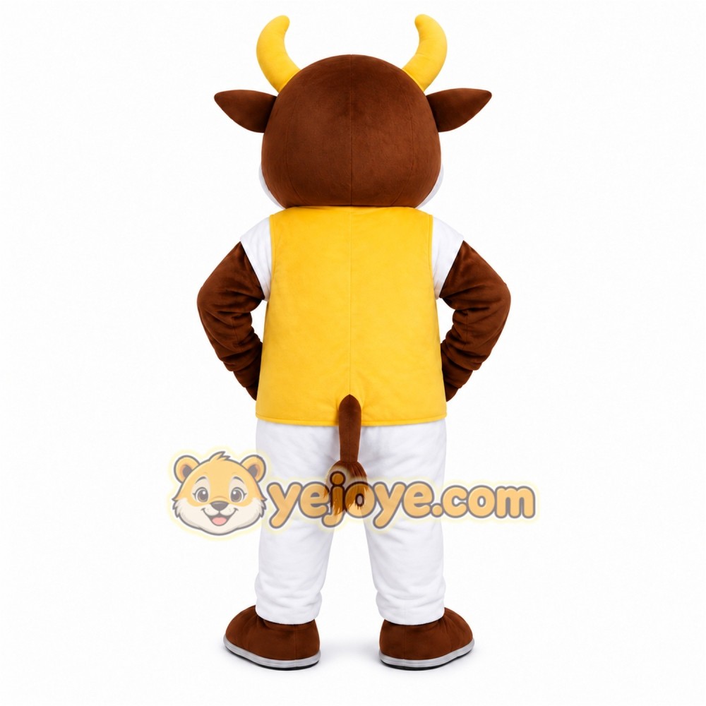 Bull Yellow Vest Mascot Costume Bull Yellow Vest Mascot Costume