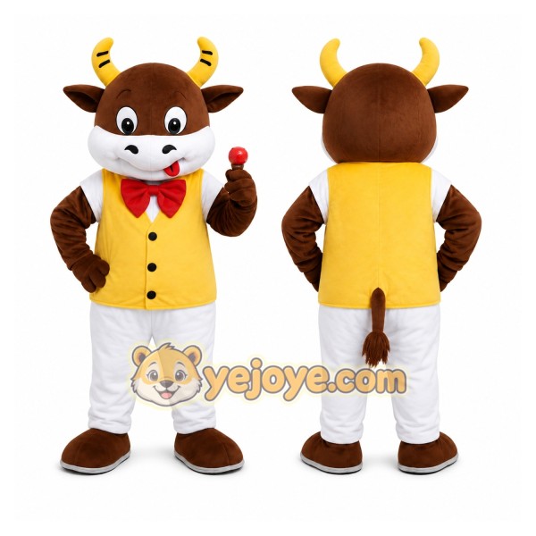 Bull Yellow Vest Mascot Costume