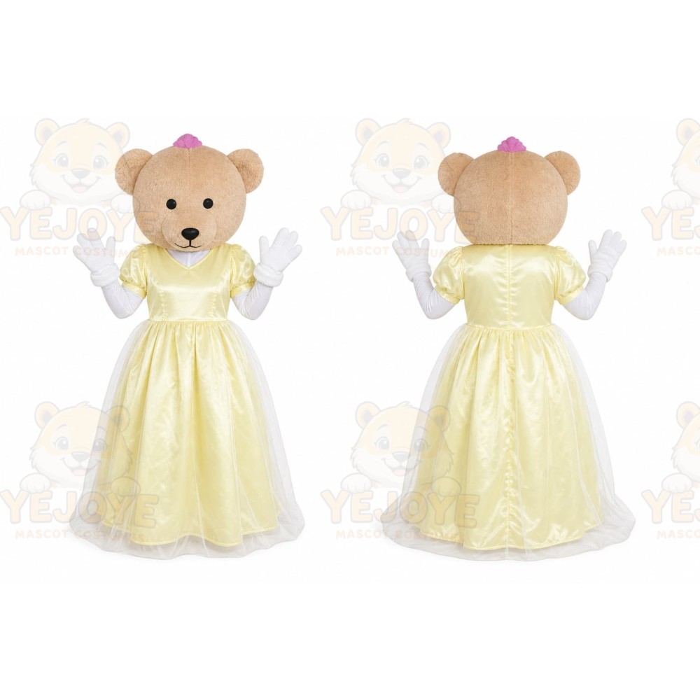 Bear Yellow Dress Mascot Costume