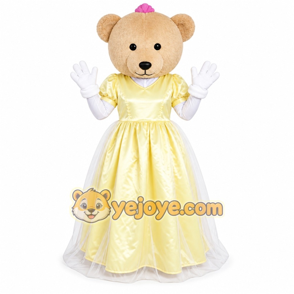 Bear Yellow Dress Mascot Costume