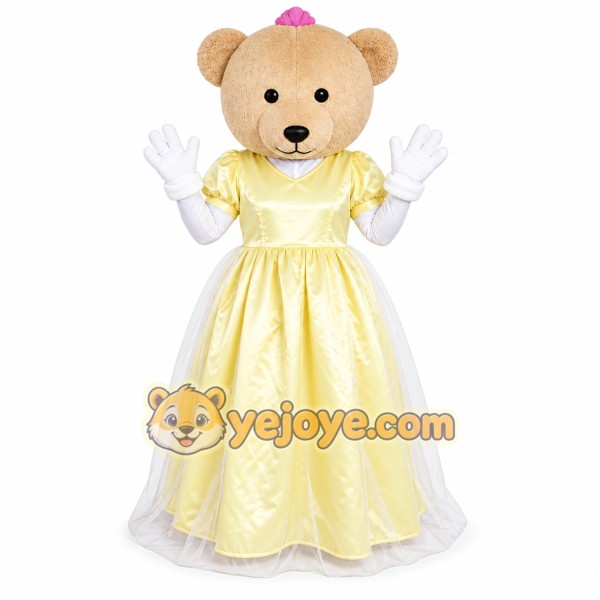 Bear Yellow Dress Mascot Costume