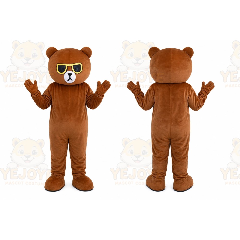 Brown Bear Glasses Mascot Costume