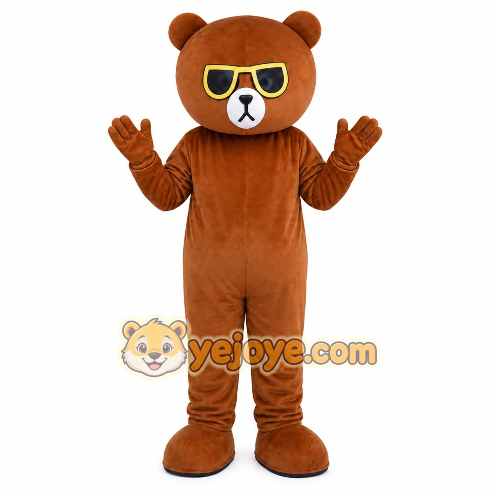 Brown Bear Glasses Mascot Costume