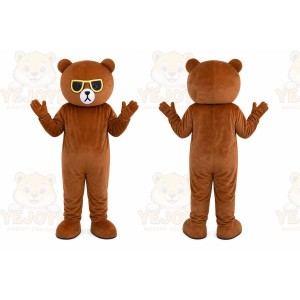 Brown Bear Glasses Mascot Costume