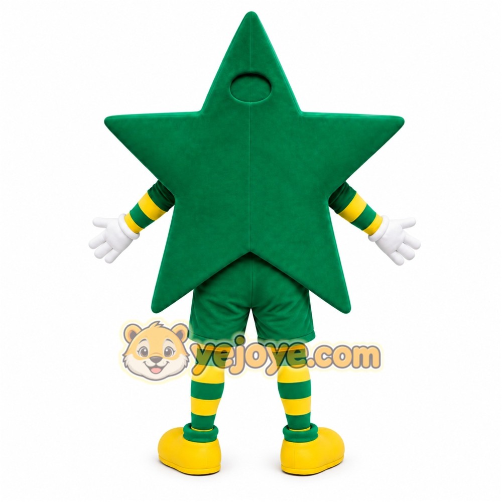 Green Star Mascot Costume Green Star Mascot Costume
