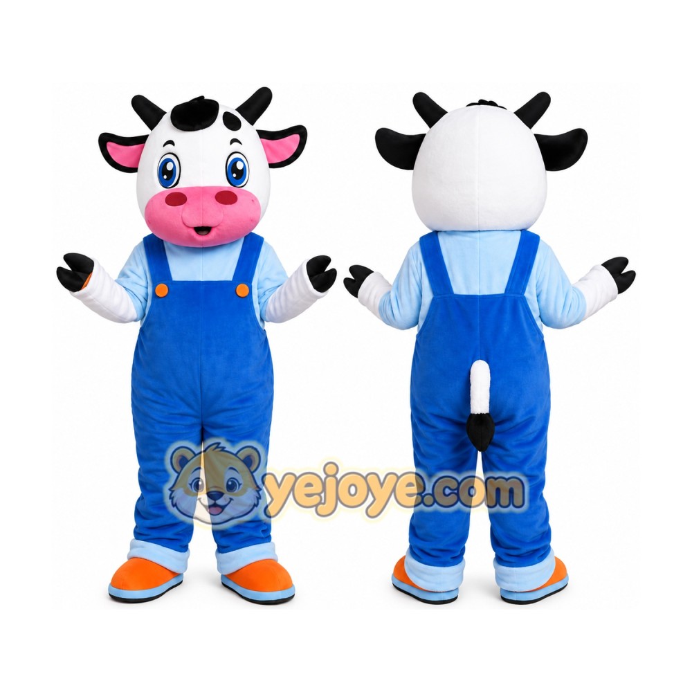 Cow Overalls Mascot Costume