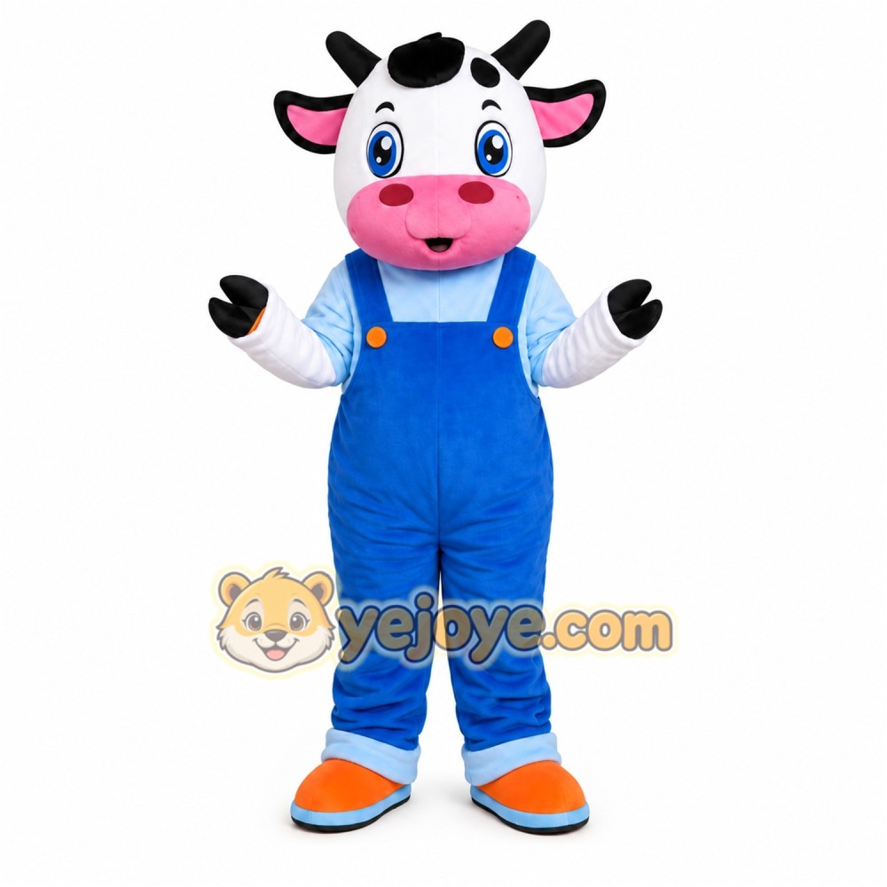 Cow Overalls Mascot Costume