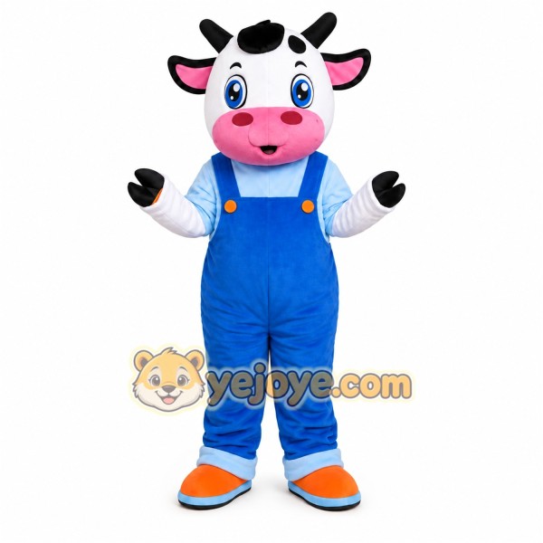 Cow Overalls Mascot Costume Cow Overalls Mascot Costume