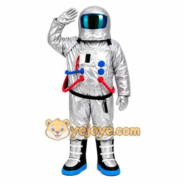 Silver Astronaut Mascot Costume