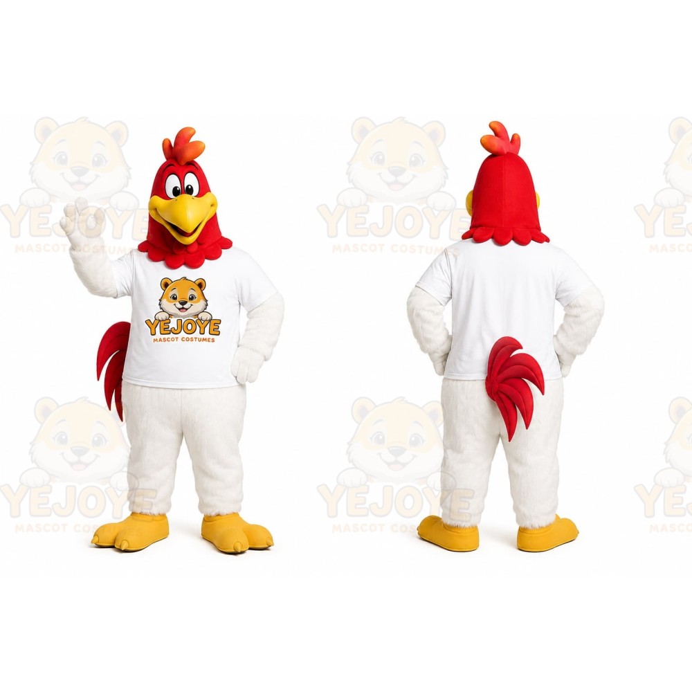 White Rooster Mascot Costume