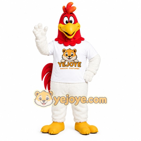 White Rooster Mascot Costume White Rooster Mascot Costume