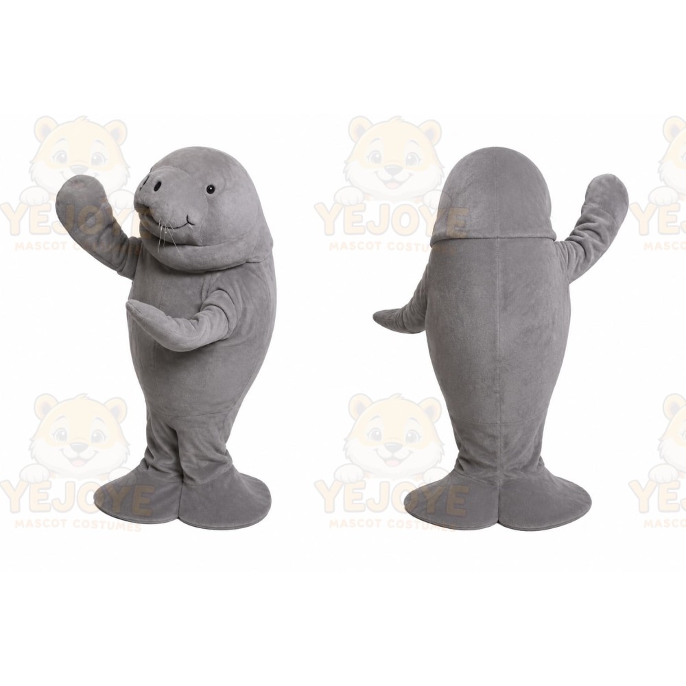 Cute Gray Manatee Mascot Costume for Adults