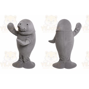 Cute Gray Manatee Mascot Costume for Adults
