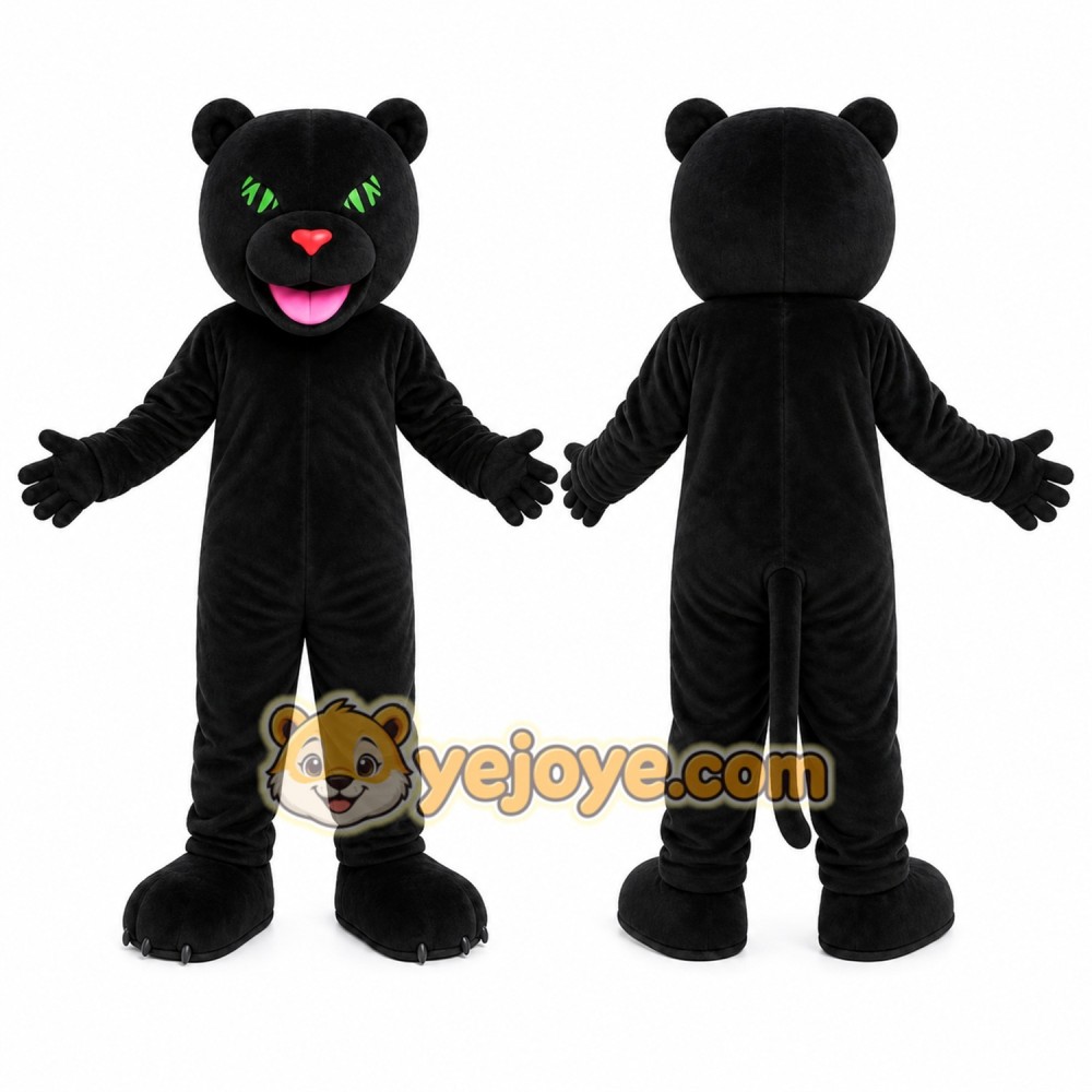 Black Leopard Mascot Costume Black Leopard Mascot Costume
