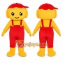Red Overalls Boy Mascot Costume