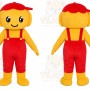 Red Overalls Boy Mascot Costume