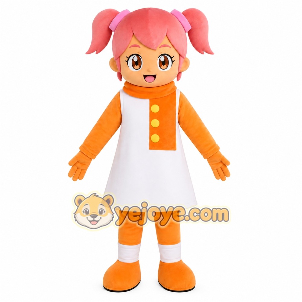 Pink Hair Girl Mascot Costume