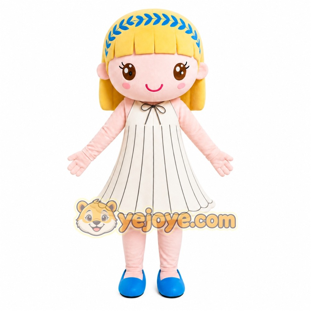 Blonde Doll Mascot Costume Blonde Doll Mascot Costume