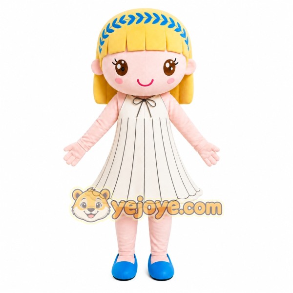Blonde Doll Mascot Costume