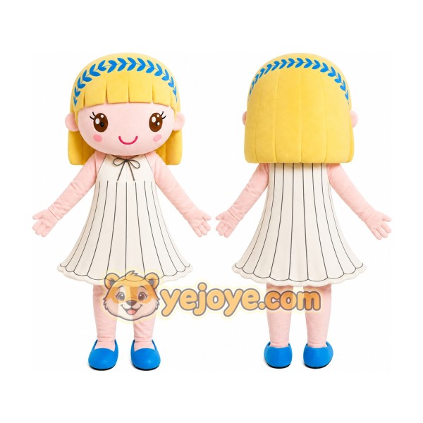 Blonde Doll Mascot Costume