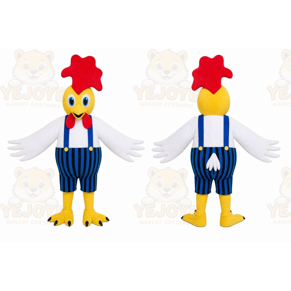 Striped Rooster Mascot Costume
