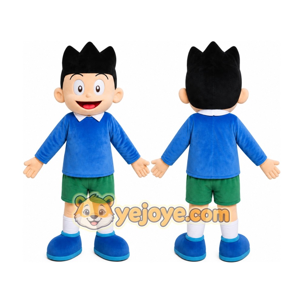 Blue Shirt Boy Mascot Costume