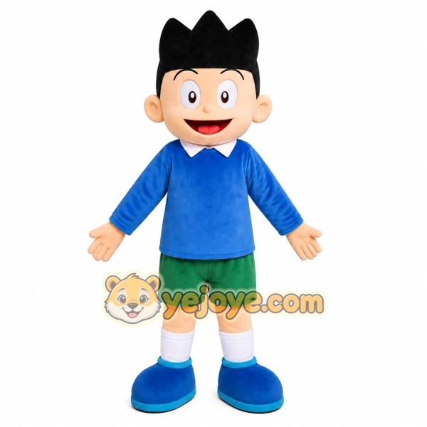 Blue Shirt Boy Mascot Costume