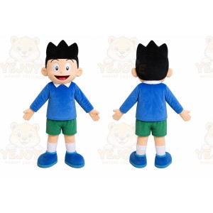 Blue Shirt Boy Mascot Costume
