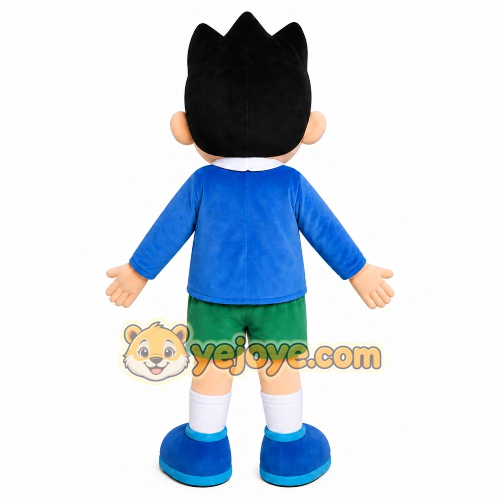 Blue Shirt Boy Mascot Costume