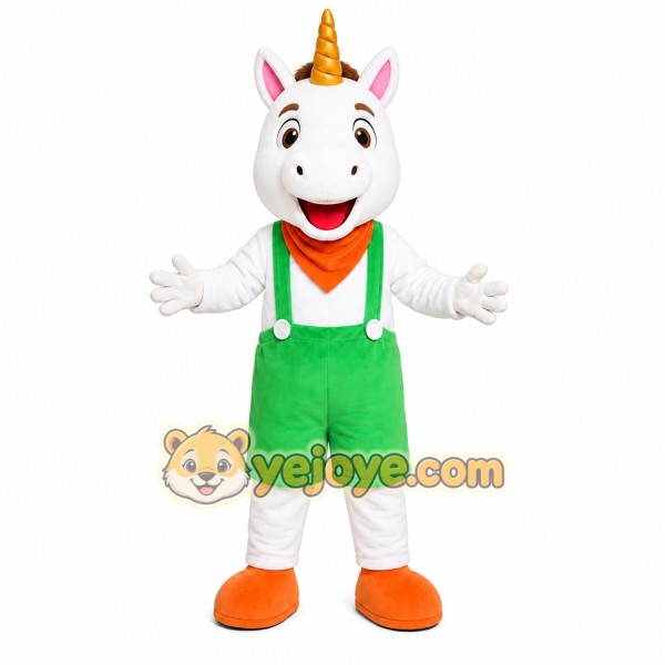 White Goat Overalls Mascot Costume White Goat Overalls Mascot Costume