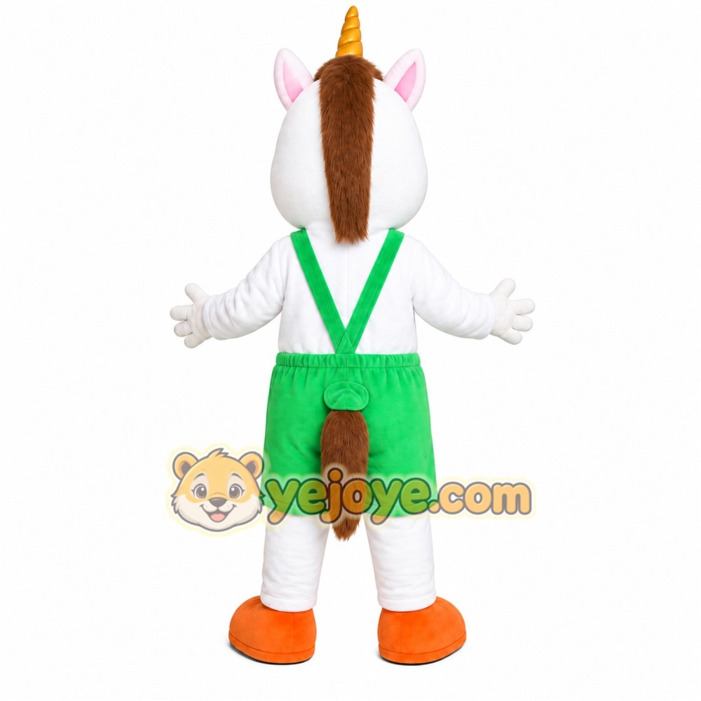 White Goat Overalls Mascot Costume White Goat Overalls Mascot Costume