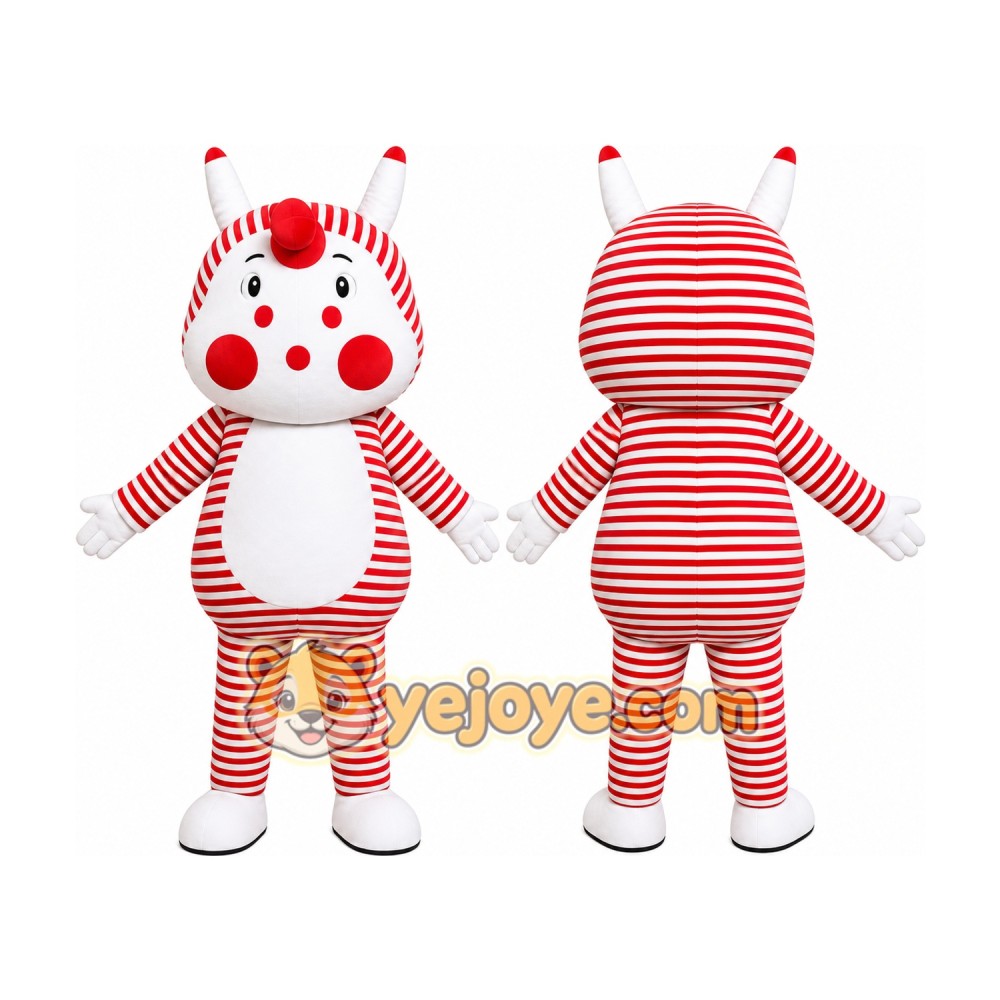 Red Striped Bear Mascot Costume Red Striped Bear Mascot Costume