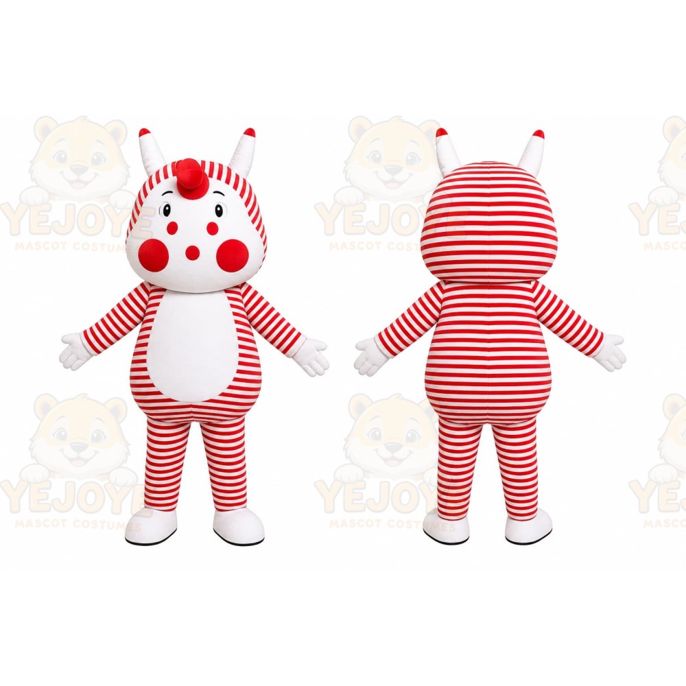 Red Striped Bear Mascot Costume