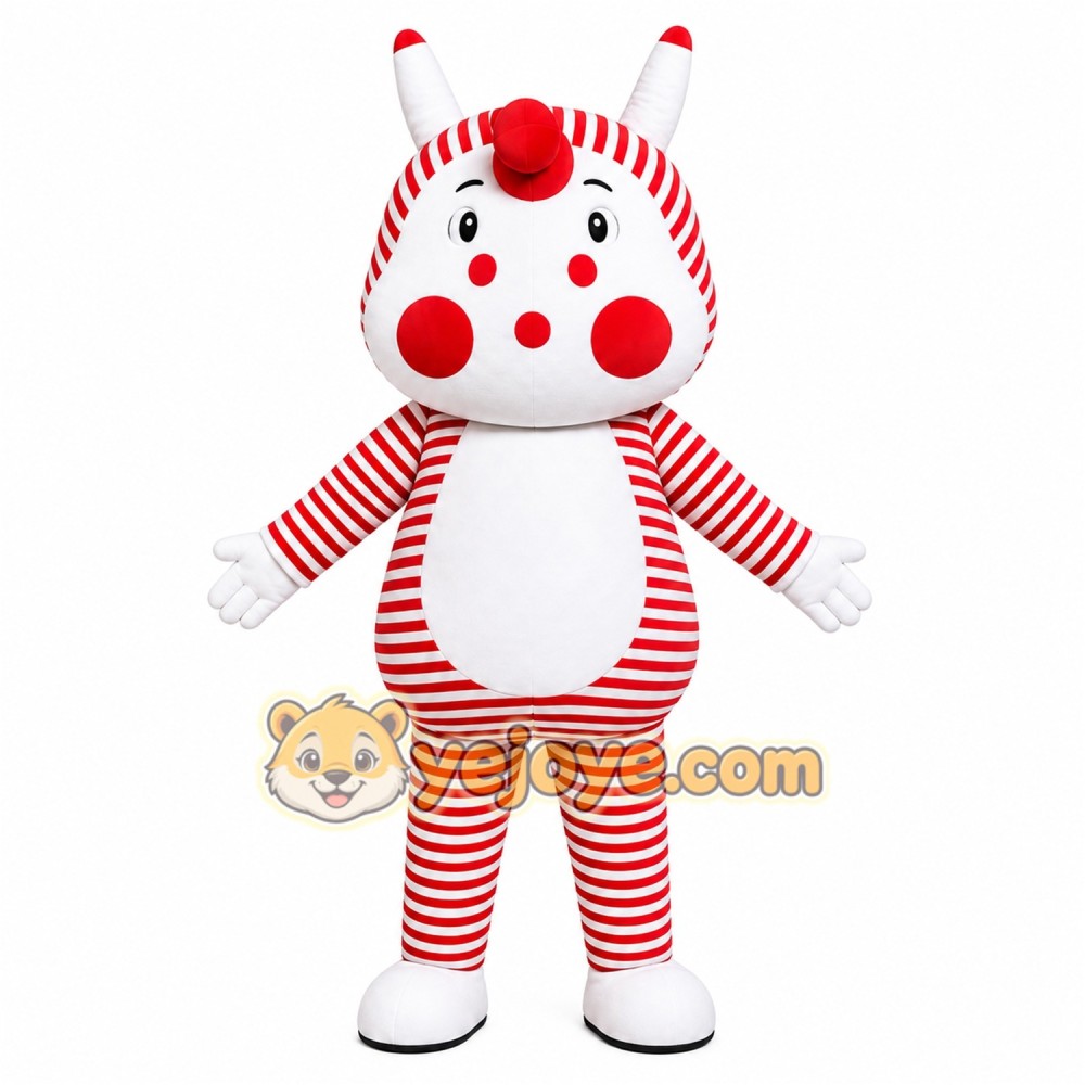 Red Striped Bear Mascot Costume Red Striped Bear Mascot Costume