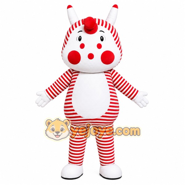 Red Striped Bear Mascot Costume Red Striped Bear Mascot Costume