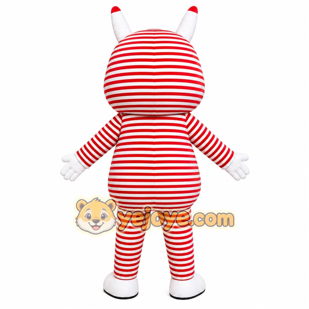 Red Striped Bear Mascot Costume Red Striped Bear Mascot Costume