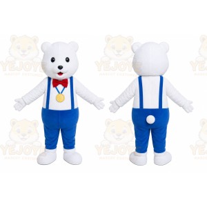 White Bear Overalls Mascot Costume