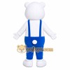 White Bear Overalls Mascot Costume White Bear Overalls Mascot Costume