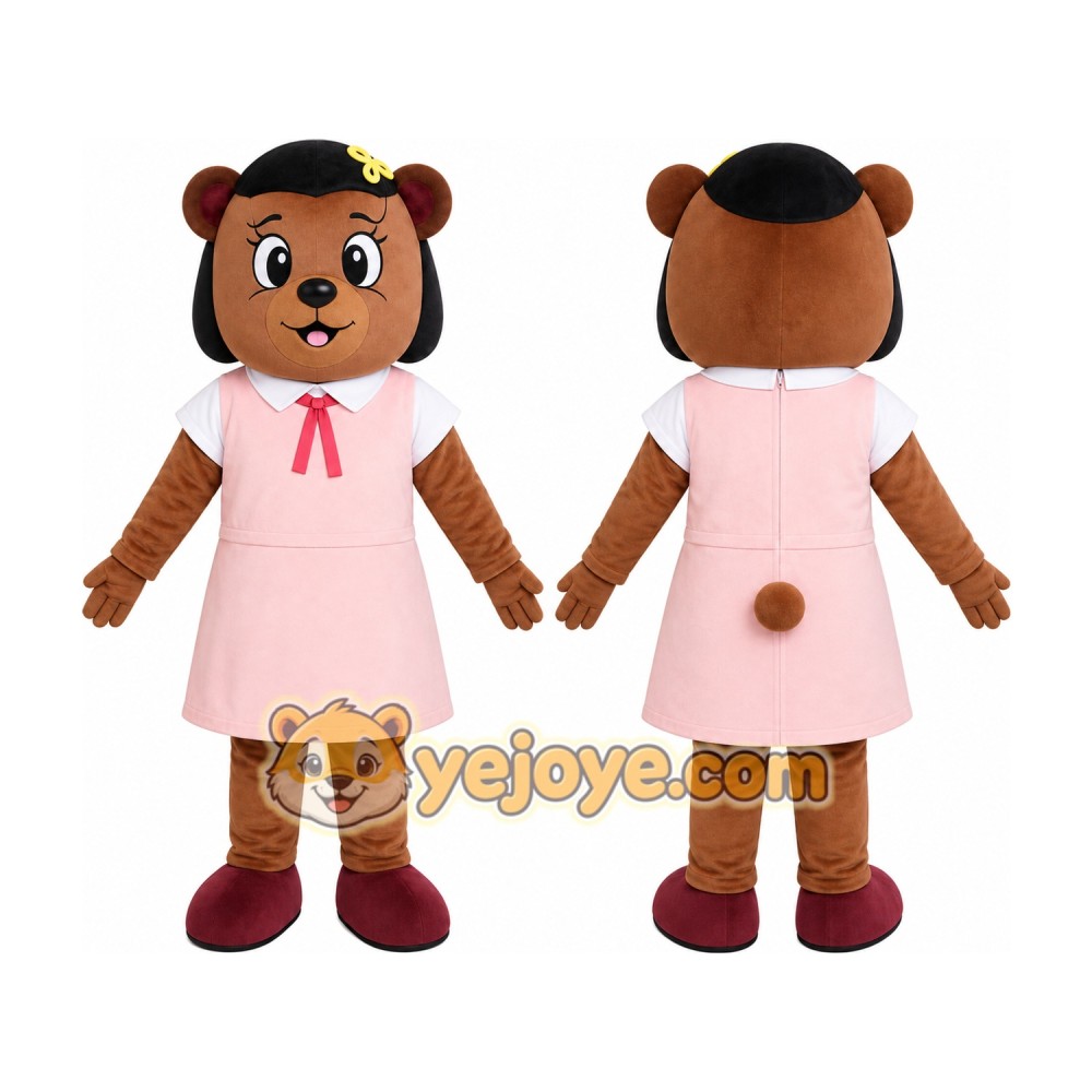 Pink Dress Bear Mascot Costume Pink Dress Bear Mascot Costume