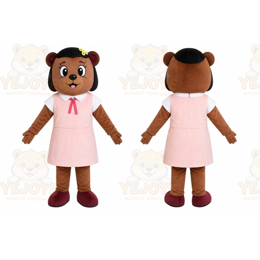 Pink Dress Bear Mascot Costume