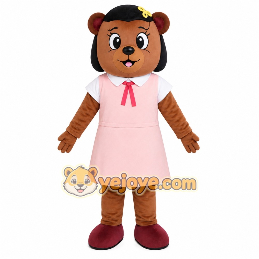 Pink Dress Bear Mascot Costume Pink Dress Bear Mascot Costume