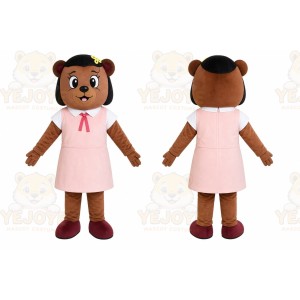 Pink Dress Bear Mascot Costume