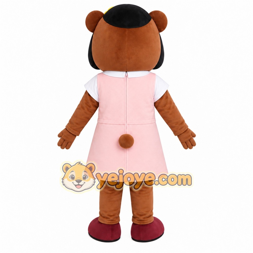 Pink Dress Bear Mascot Costume Pink Dress Bear Mascot Costume