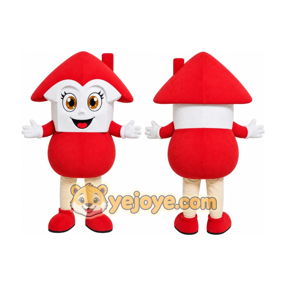 Red House Mascot Costume Red House Mascot Costume