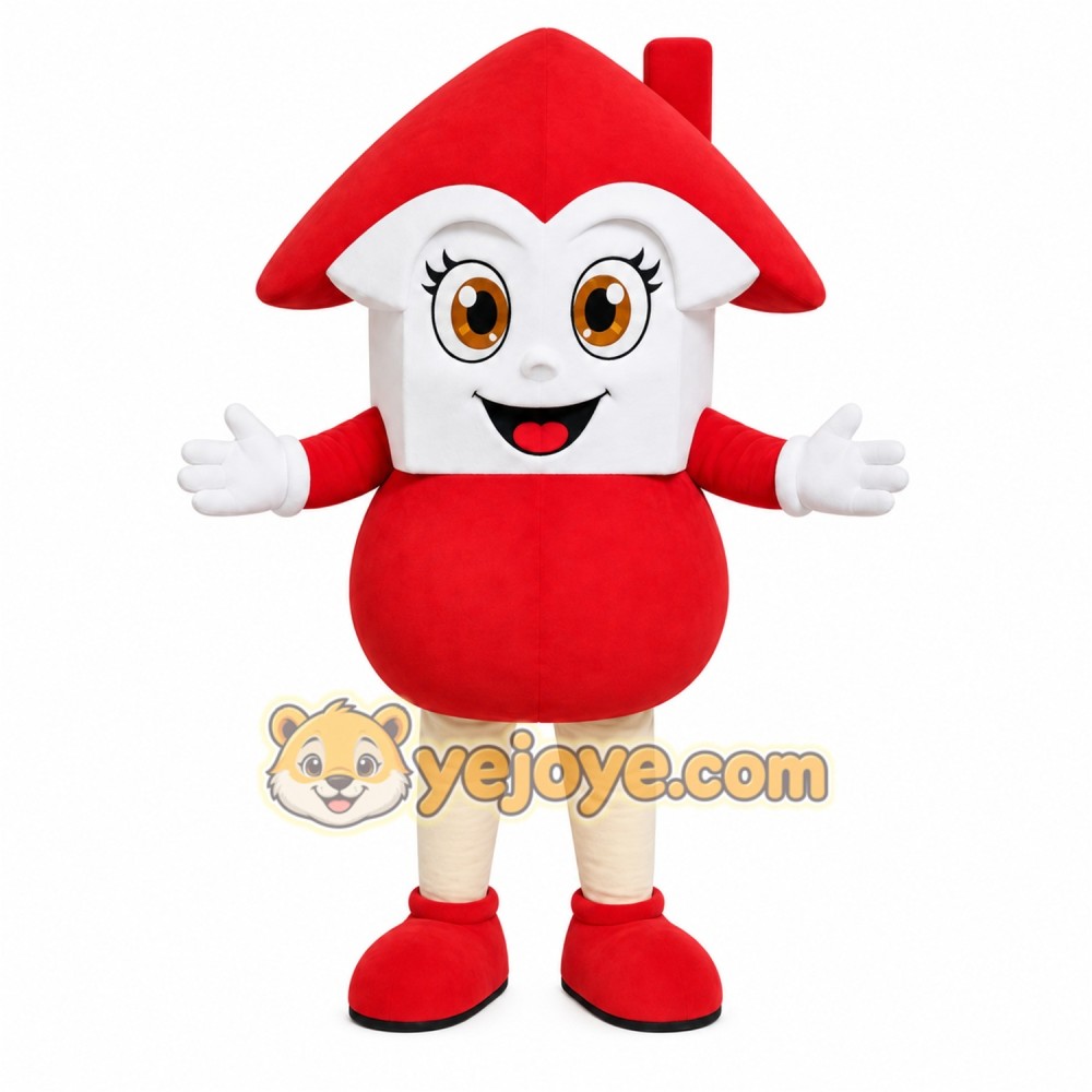 Red House Mascot Costume Red House Mascot Costume
