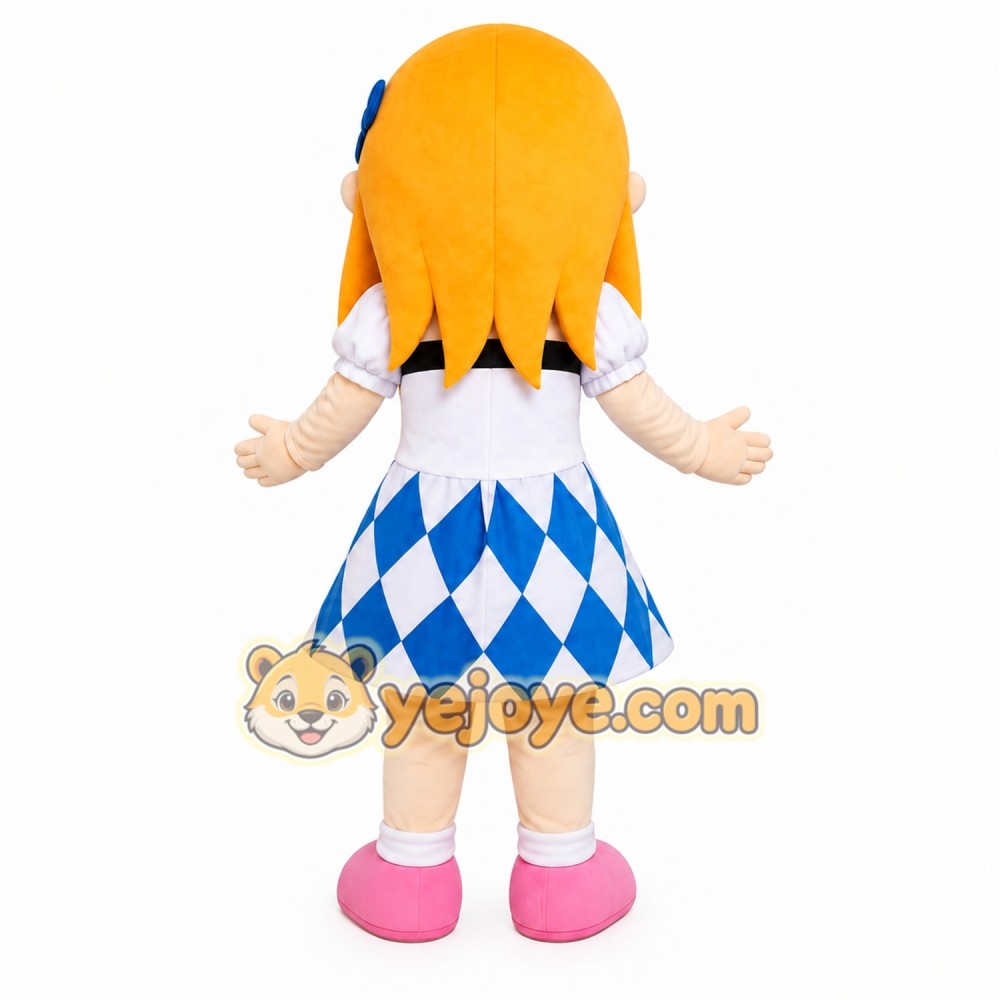 Blonde Dress Girl Mascot Costume